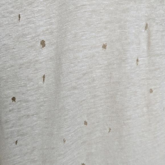 IRO Clay Holey Tee Short Sleeve 100% Linen Shredded Holes Throughout Ecru L NWOT - Picture 5 of 14